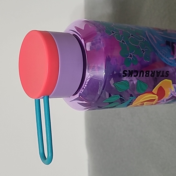 STARBUCKS 2022 Summer Pink & Purple Floral Jungle Water Bottle with Strap - Picture 4 of 6